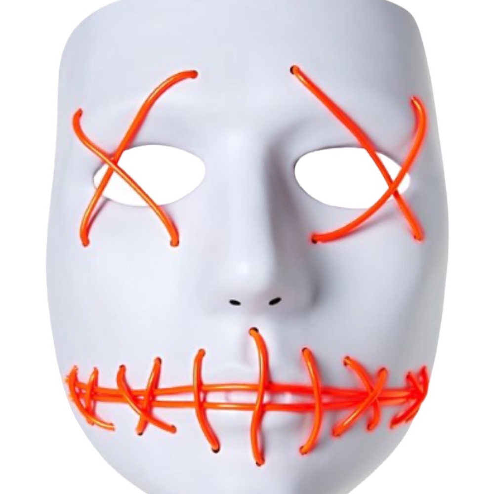 White and Red EL Wire Half Mask Purge Style Cosplay